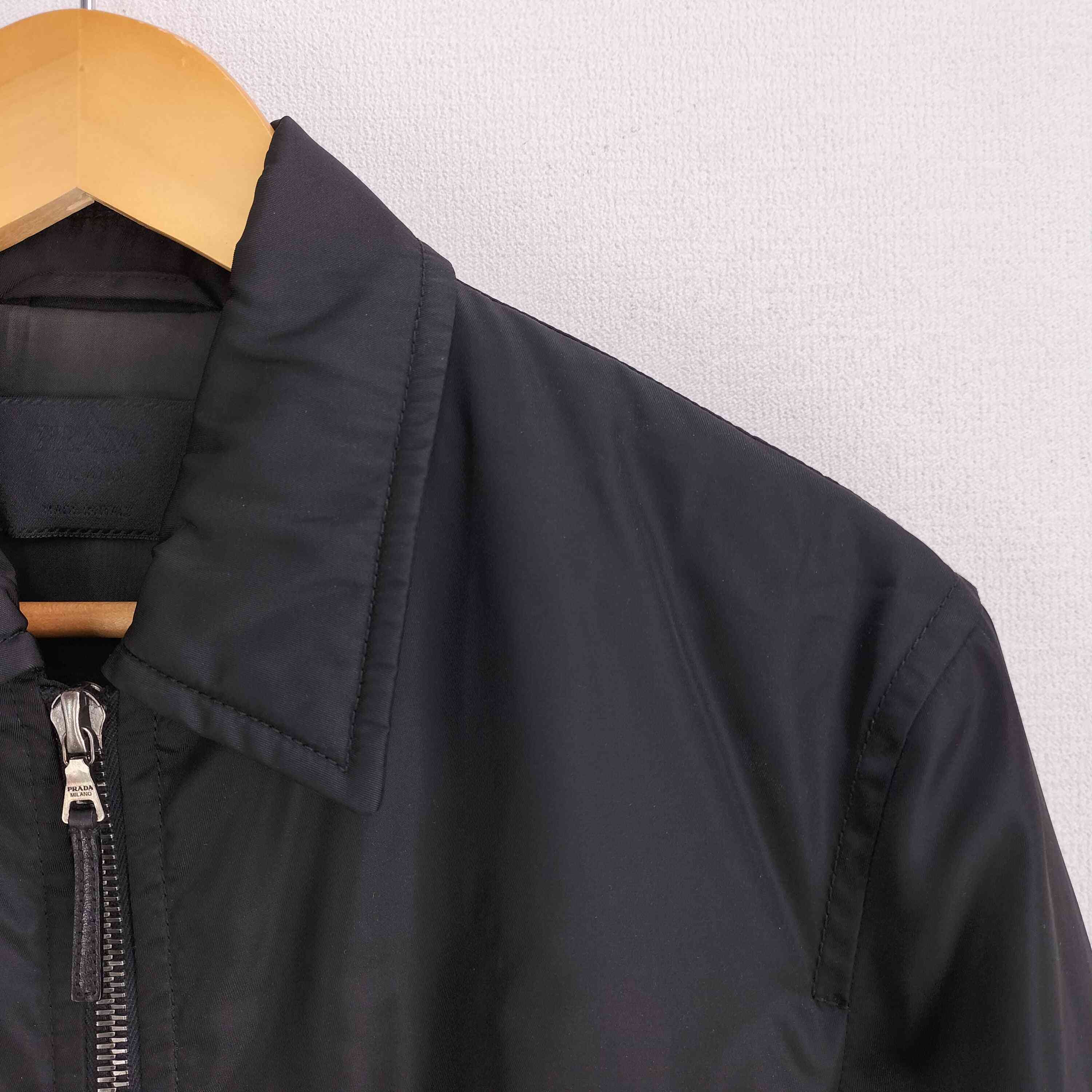 PRADA ジップアップブルゾン Black/Black Sweatshirt with Re-Nylon details | PRADA