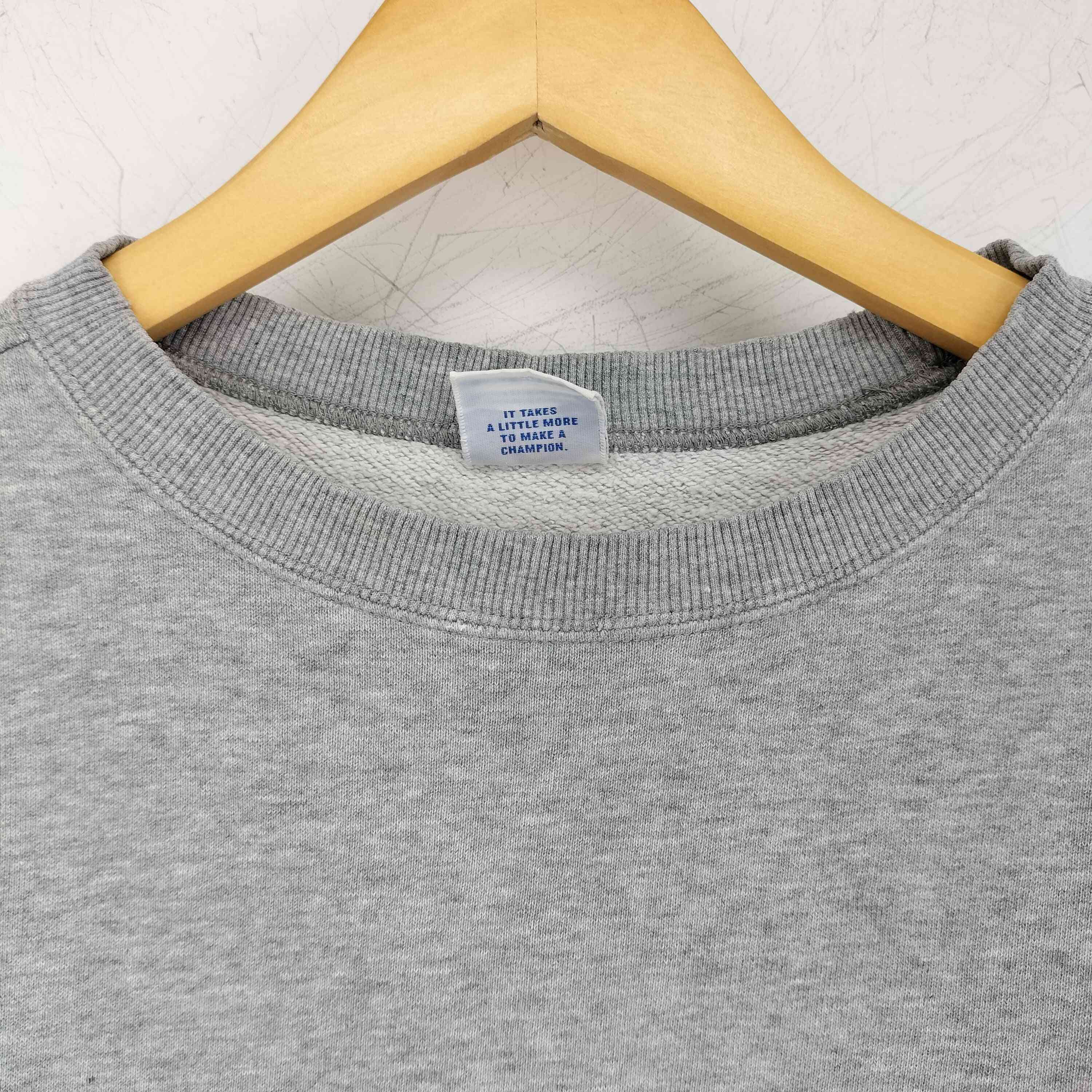 championソリッドスウェット刺繍ロゴ古着ノームコア杢グレーunisex美品 champion authenticソリッドスウェット短丈CBOY刺繍ロゴ古着