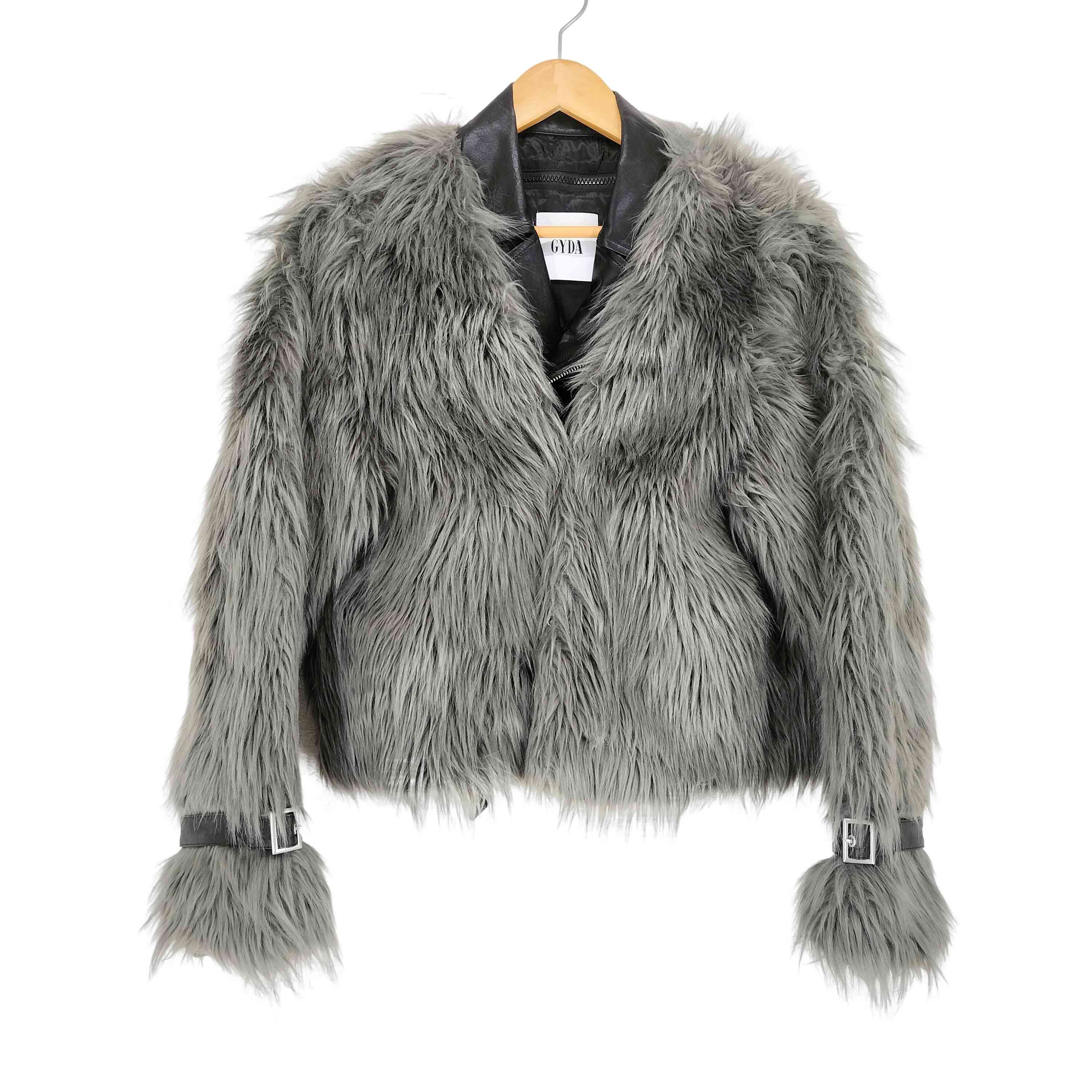 【美品】GYDAファー付きレザージャケット GYDA レザージャケット ライダース レイヤードエコファー