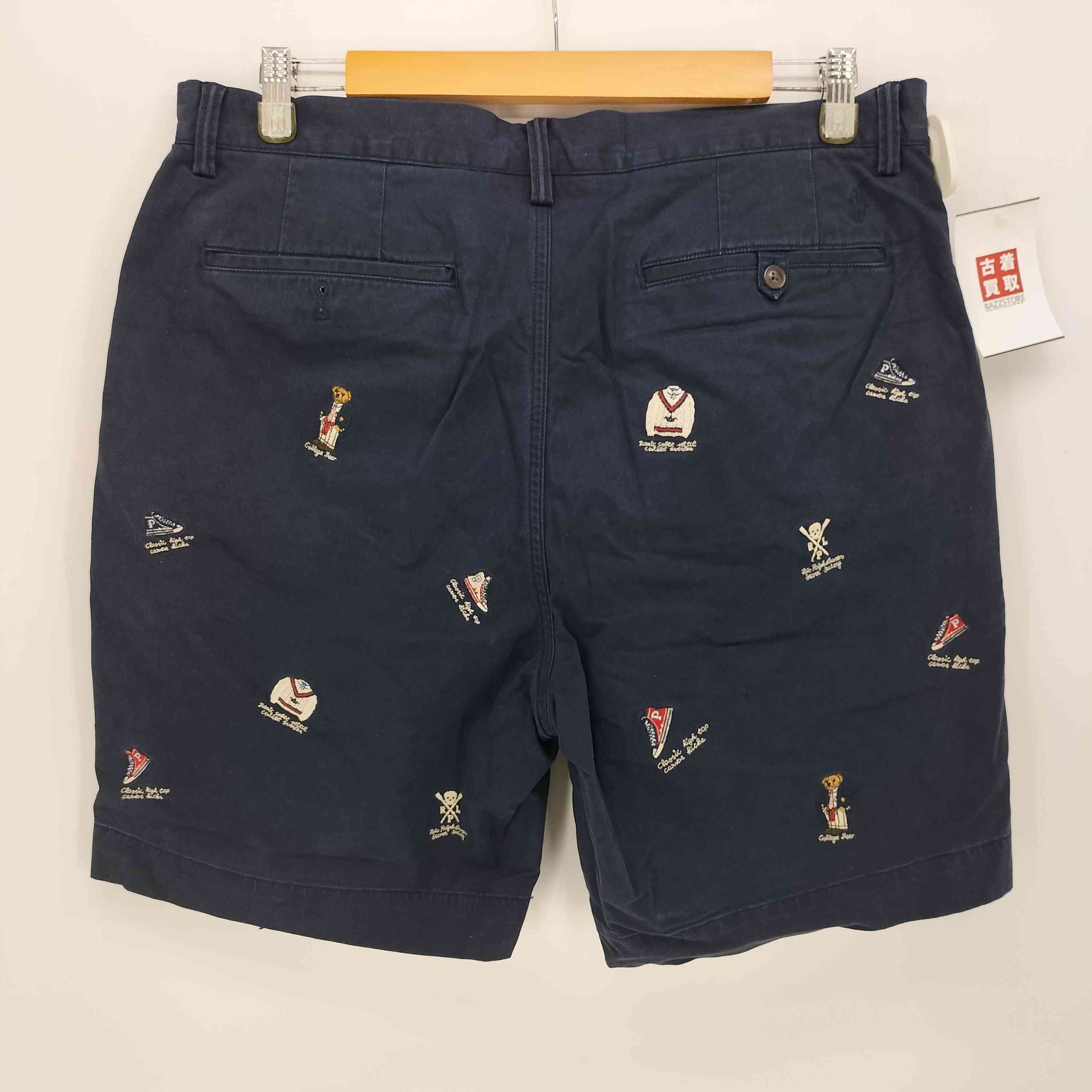 新品 ラルフローレン ポロベア 総柄 ショートパンツ ストレッチ ロゴ刻印ボタン ポロラルフローレン POLO RALPH LAUREN 刺繍 ポロベア チノ