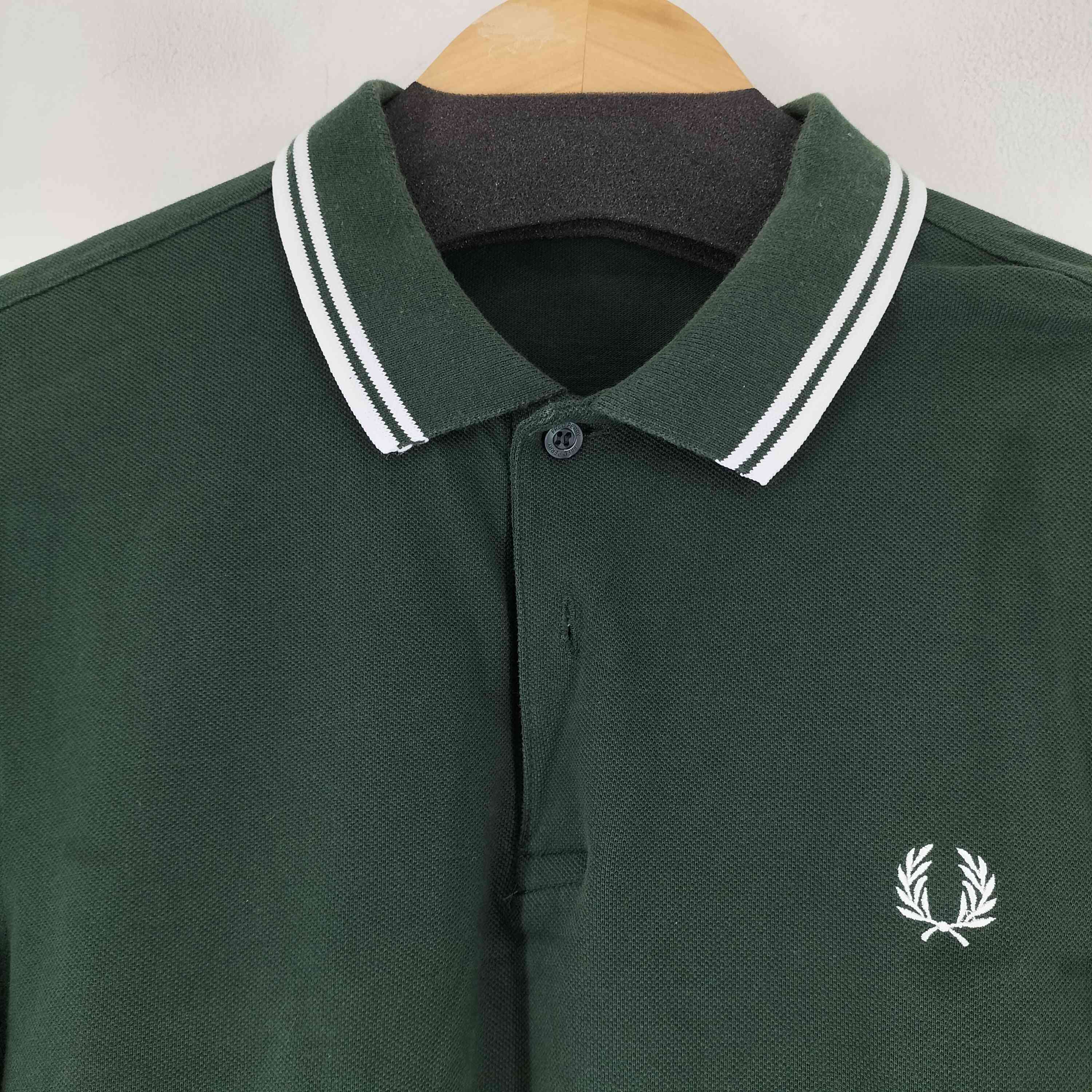 【大人気】FRED PERRY フレッドペリー ポロシャツ 刺繍ロゴ 古着 L FRED PERRY フレッドペリー ポロシャツ ボーダー 刺繍ロゴ ワン