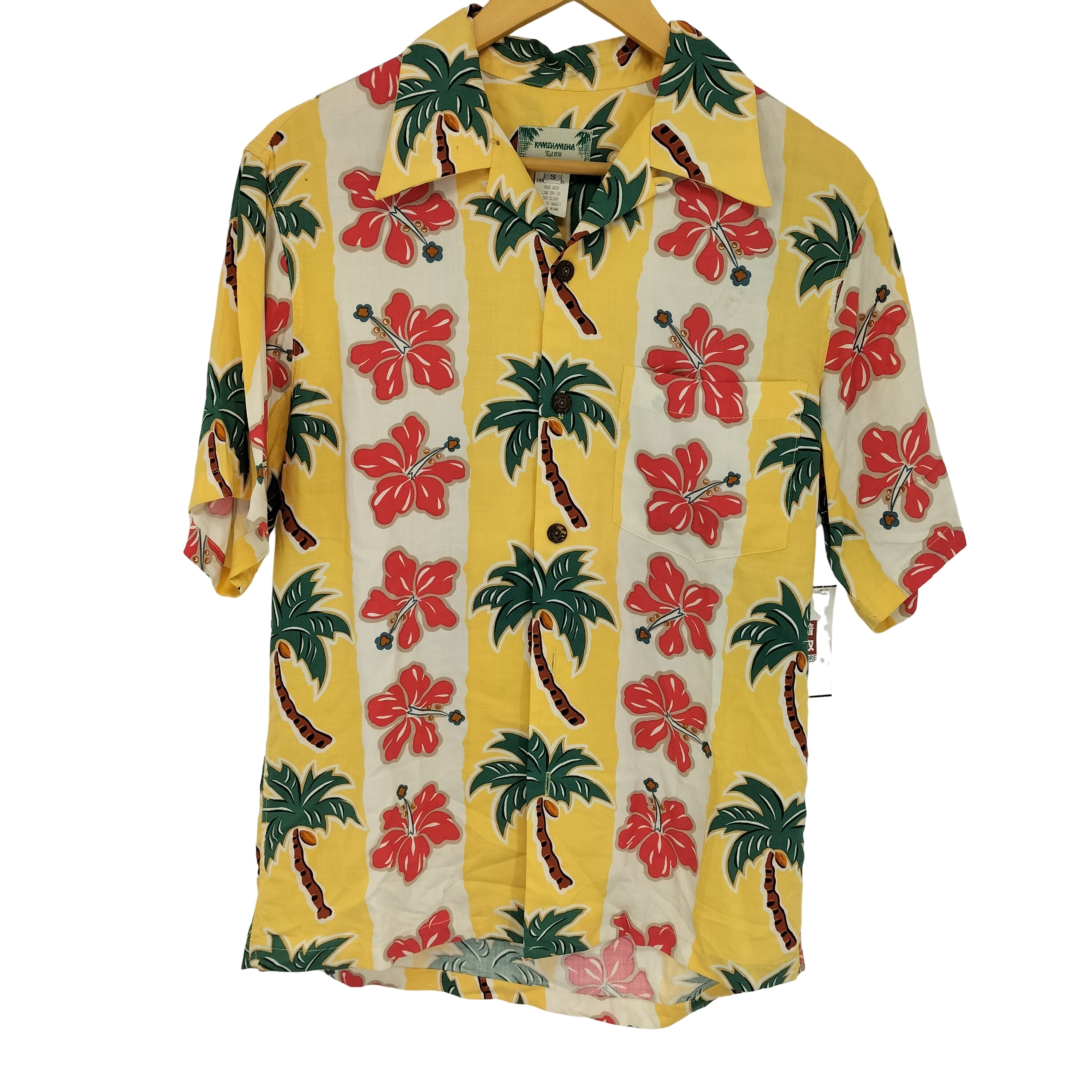 カメハメハ Kamehameha 40S シルク S/S オープンカラー アロハ シャツ