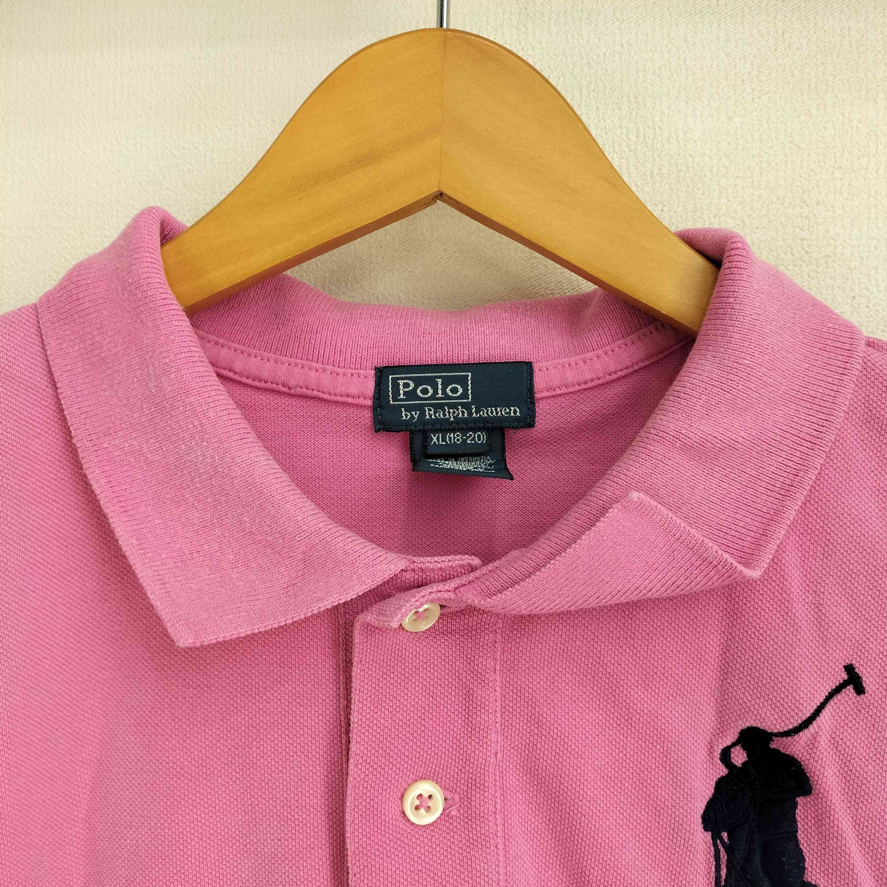 Polo by Ralph Lauren ピンク ビッグ刺繍 ポロシャツM 本物ポロラルフローレンPOLO RALPH LAUREN ビッグポニー刺繍半袖