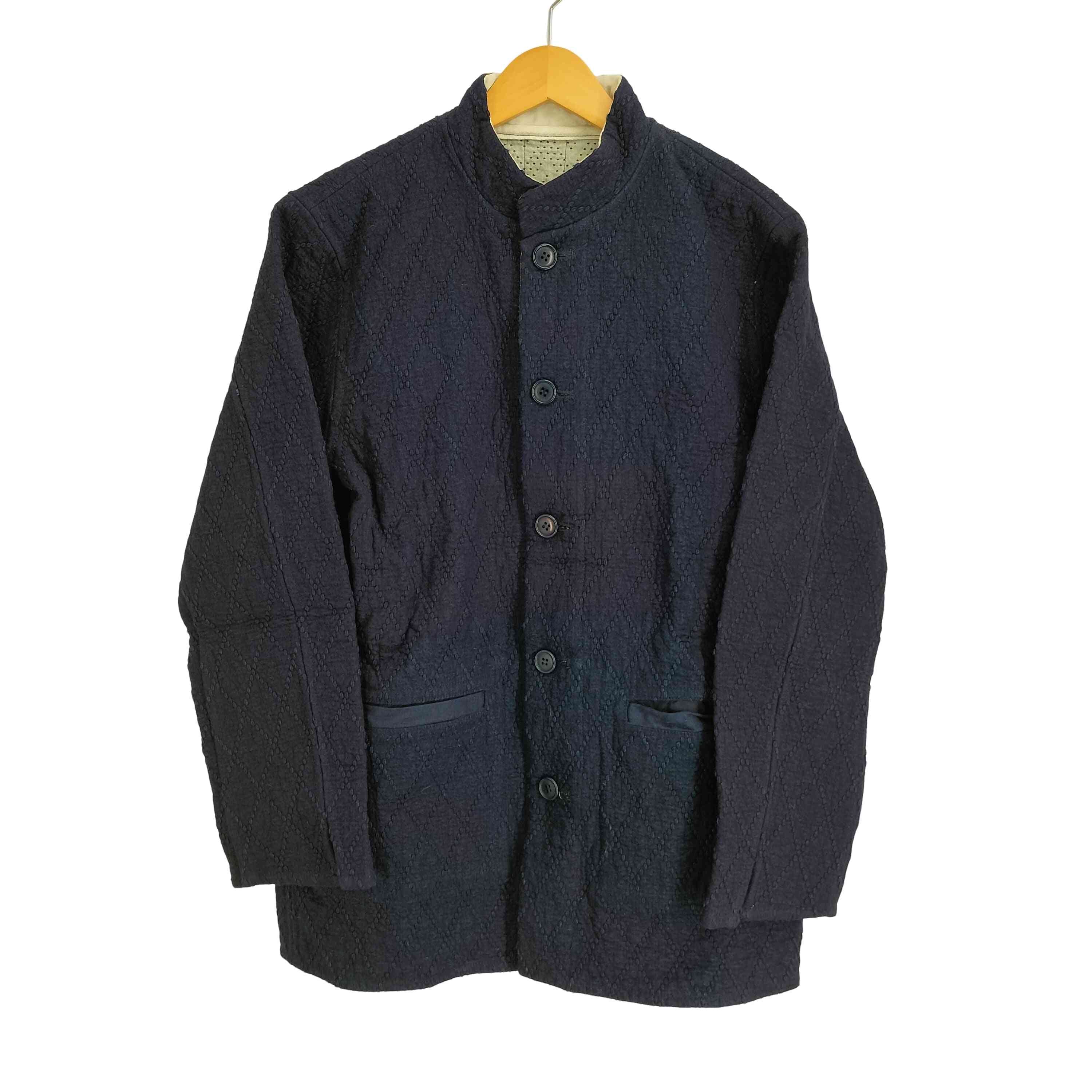 BLUE BLUE(ブルーブルー) ARIGATO PURE INDIGO 藍染 刺し子 スタンドカラー ジャケット メンズ JPN：2 【中古】【ブランド古着バズストア】 ブルーブルー BLUE BLUE ARIGATO PURE INDIGO 藍染 刺し子 スタンド