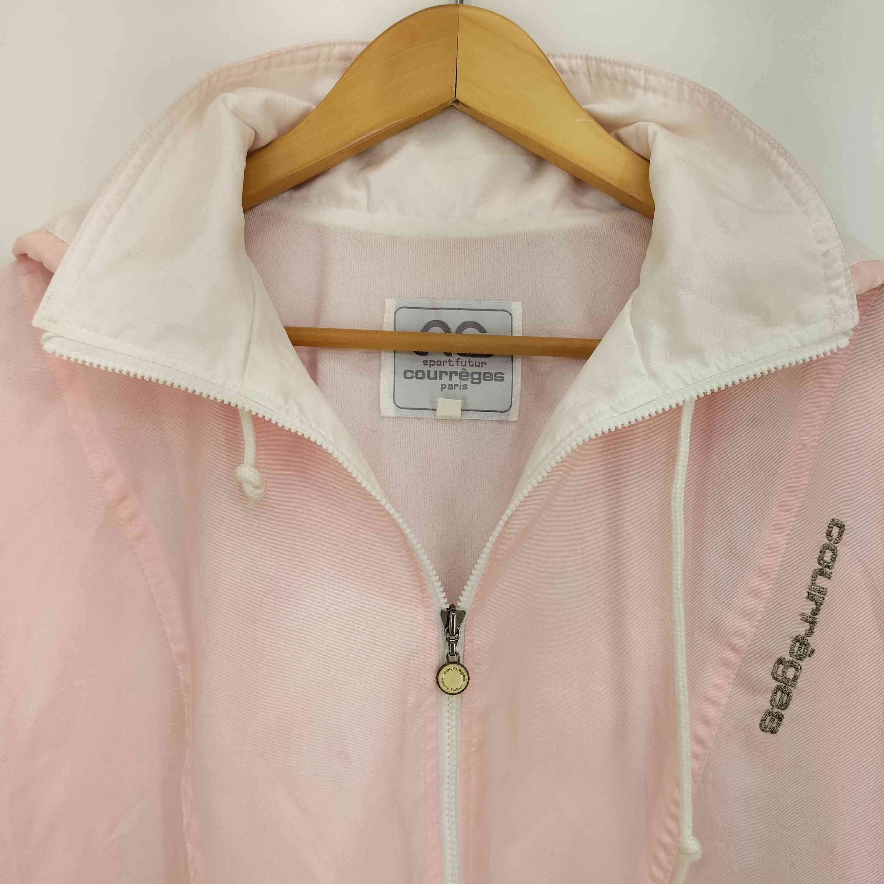 クレージュ courreges フード着脱可 ロゴ刺繍 ジップアップ