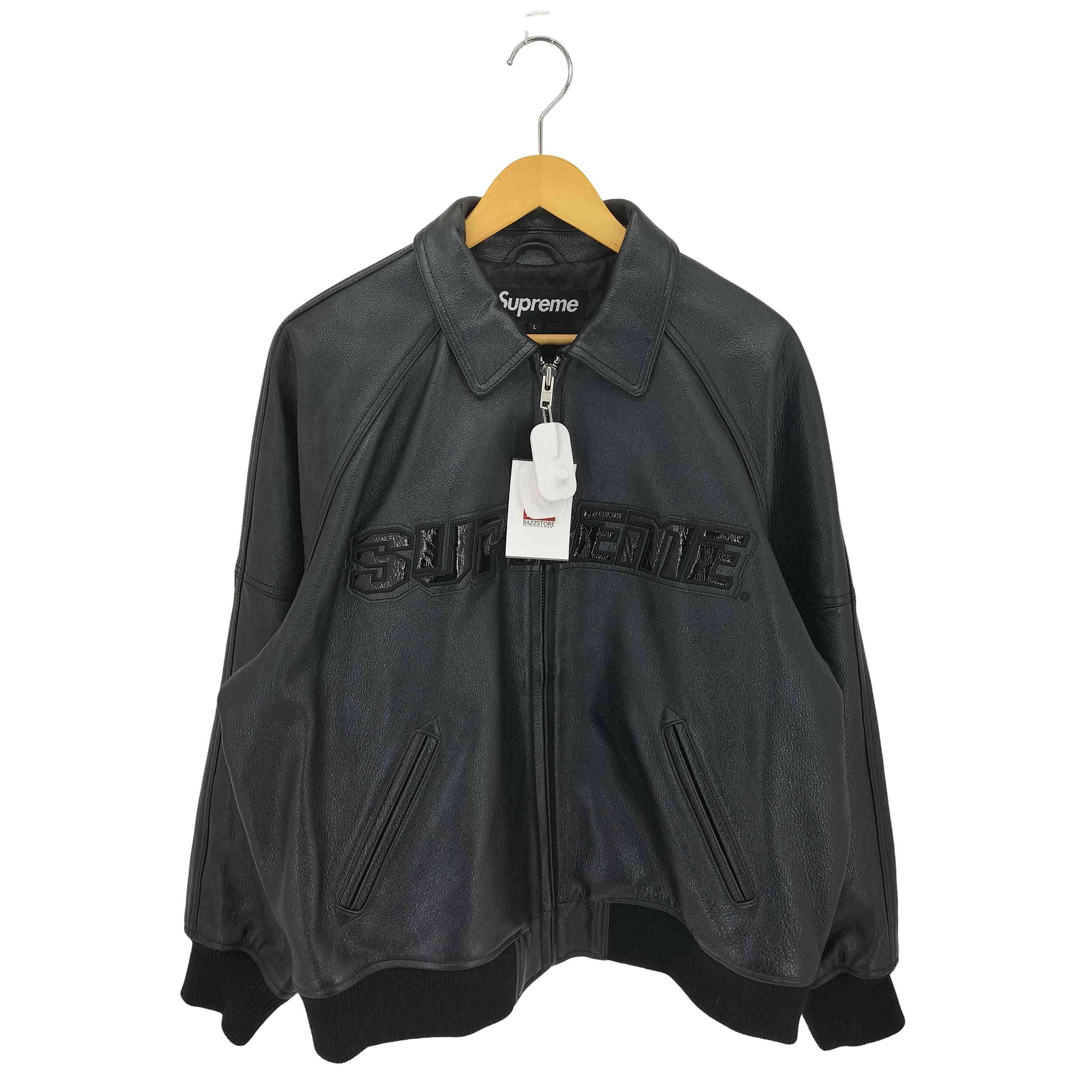 シュプリーム Supreme Silver Surfer Leather Varsity Jacket シルバー