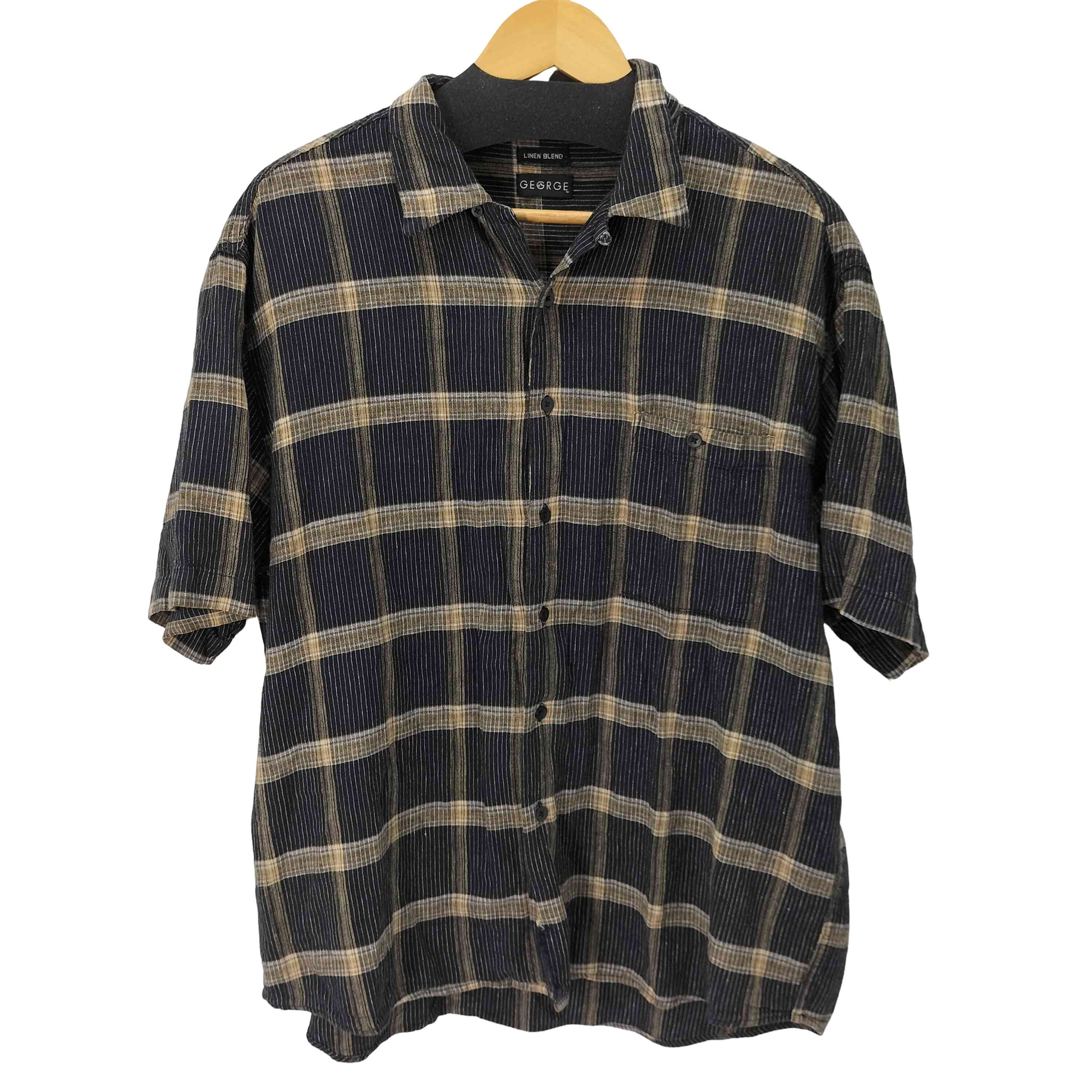 ジョージ GEORGE リネンレーヨン オープンカラーシャツ メンズ import