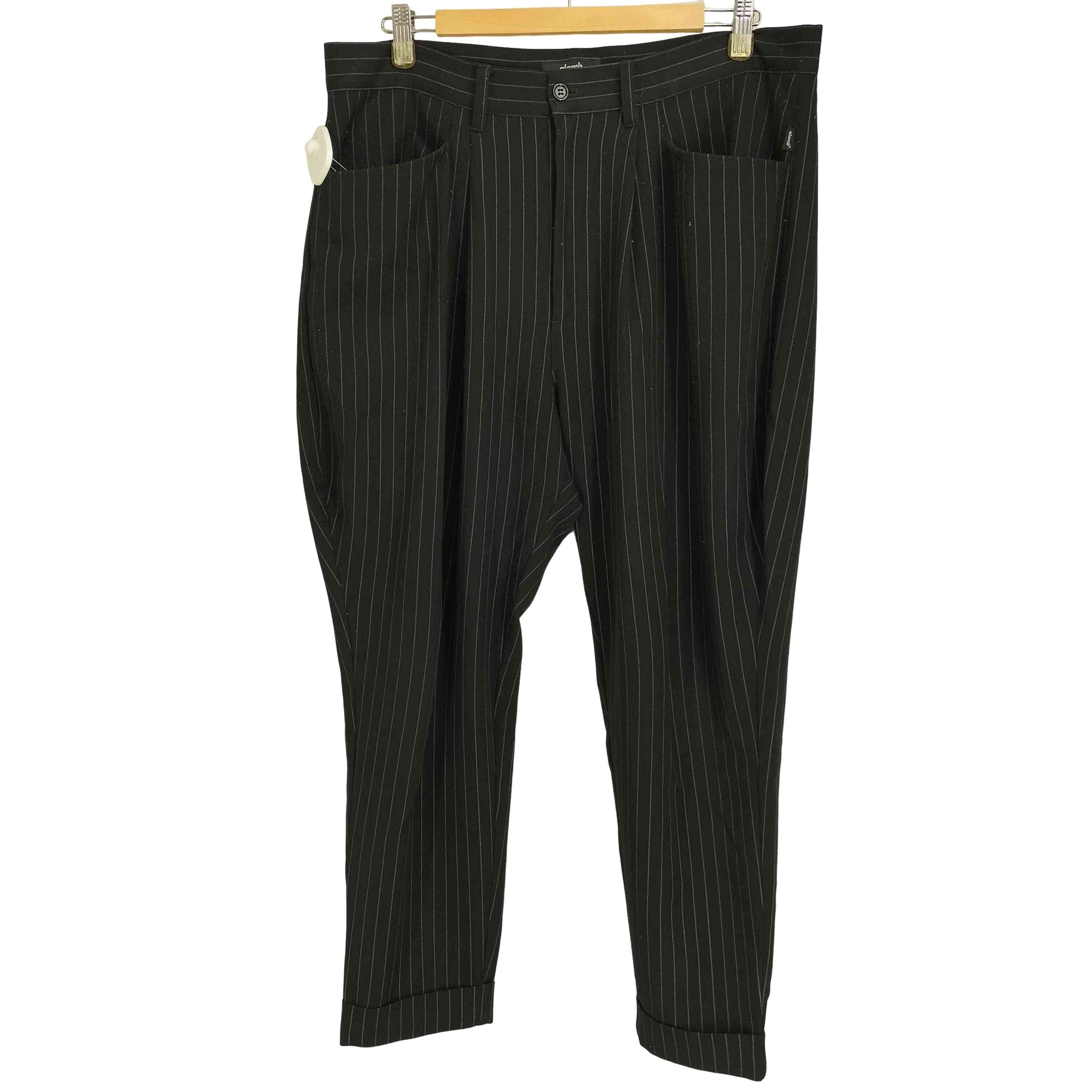 【美品】 glamb クロップドパンツ ストライプ ブラック スラックス グラム glamb カールストライプクロップドスラックス メンズ JPN：L