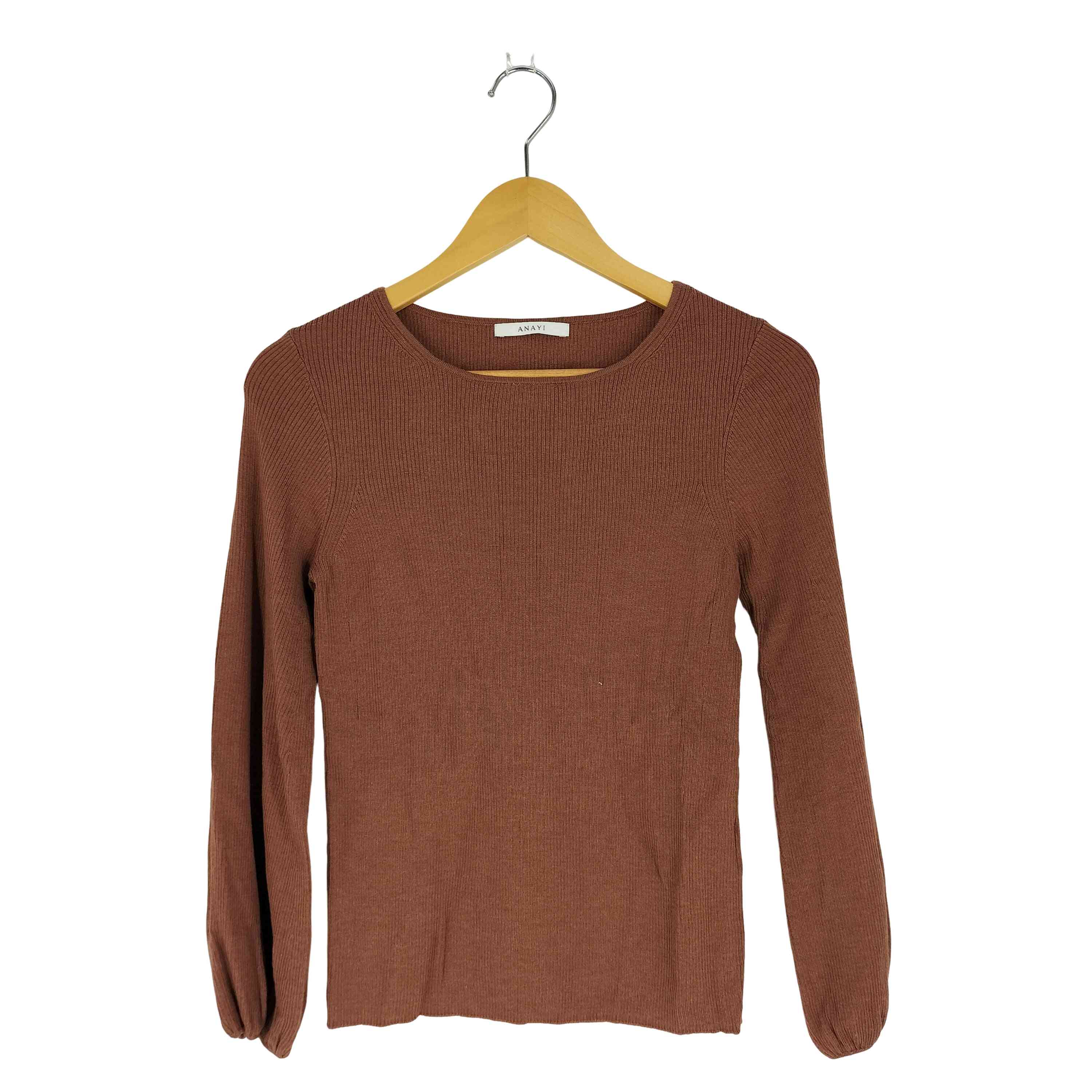 アナイ ANAYI ウールシルクリブパフスリーブ ニットトップ レディース