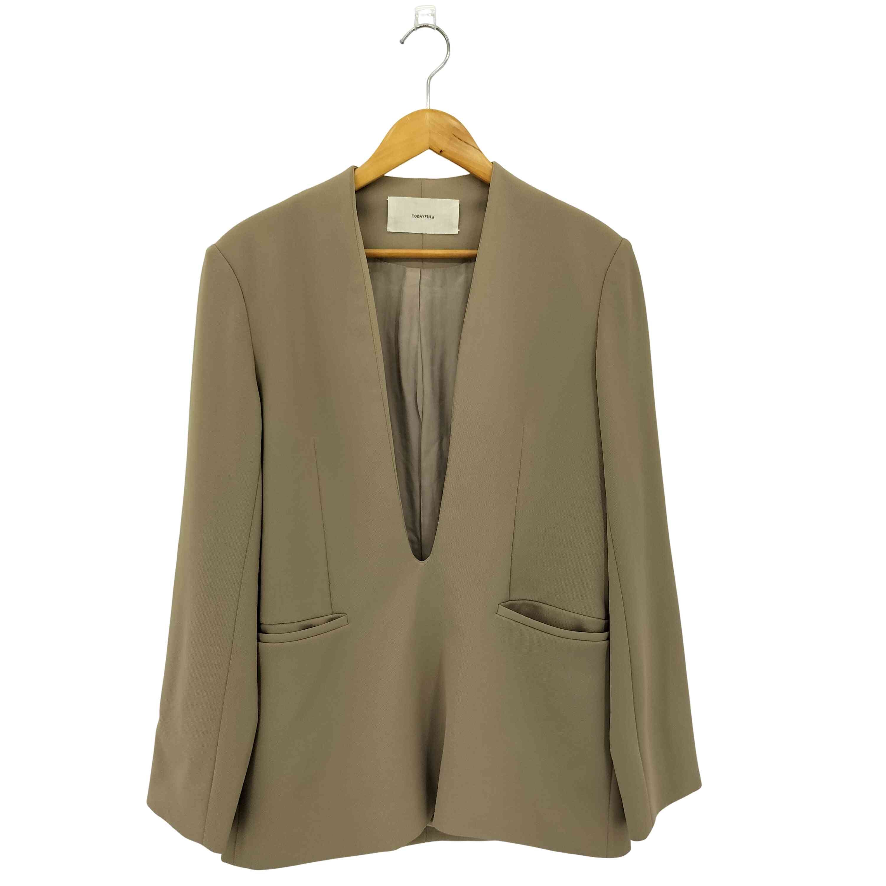 TODAYFUL / トゥデイフル | Uneck Pullover Jacket / Uネックプルオーバージャケット / 総裏地 | 36 | ブラック系 | レディース TODAYFUL（トゥデイフル）の「Uneck Pullover Jacket（ノーカラー