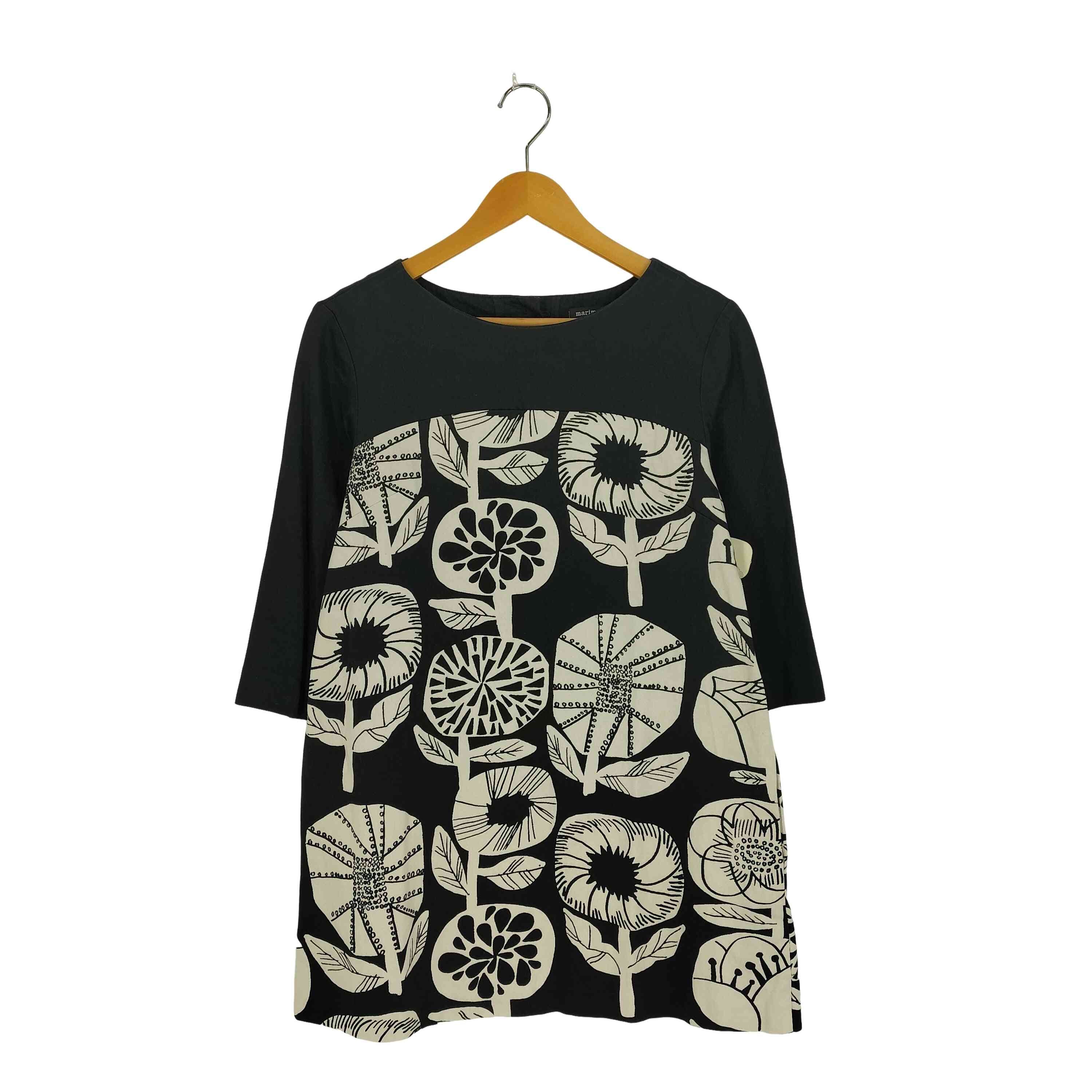 マリメッコ 総柄 7分袖 チュニック XS ブラック系 marimekko ワンピース カットソー レディース 2023AW】marimekko マリメッコ/ Reliefi Unikko カットソー (marimekko