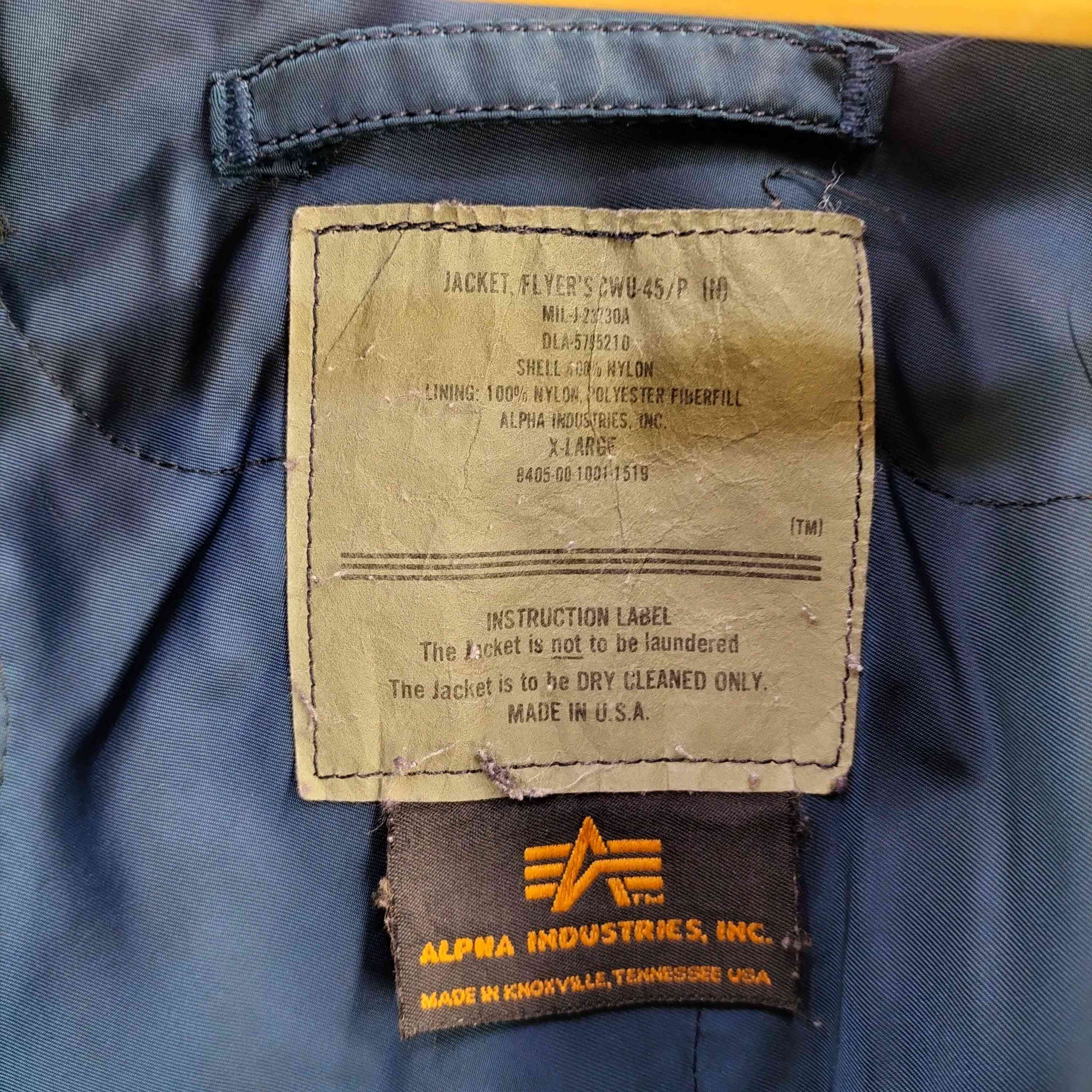 アルファインダストリーズ ALPHA INDUSTRIES 90S USA製 CWU-45/P