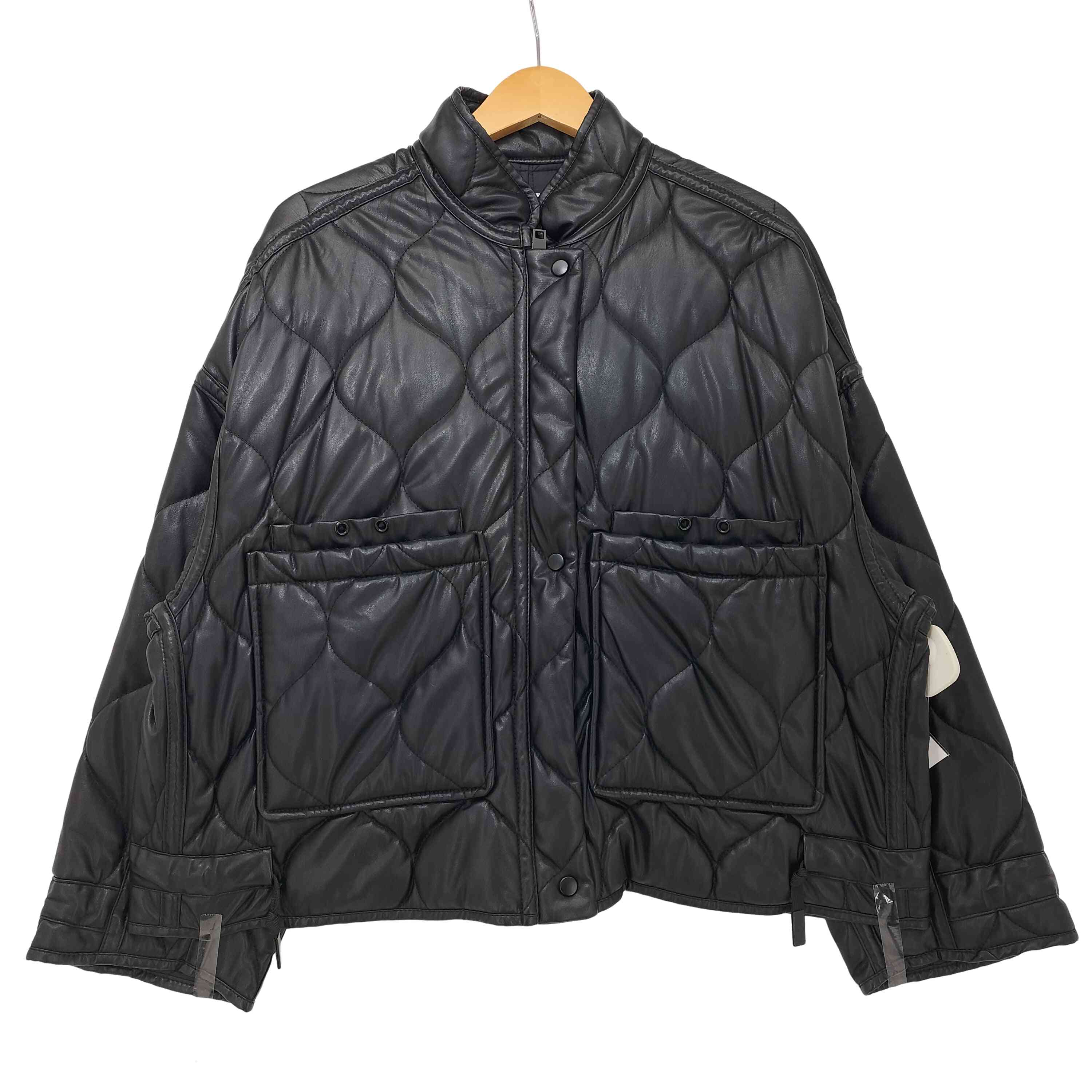 ザラ ZARA キルティング フェイクレザー パフ ジャケット レディース