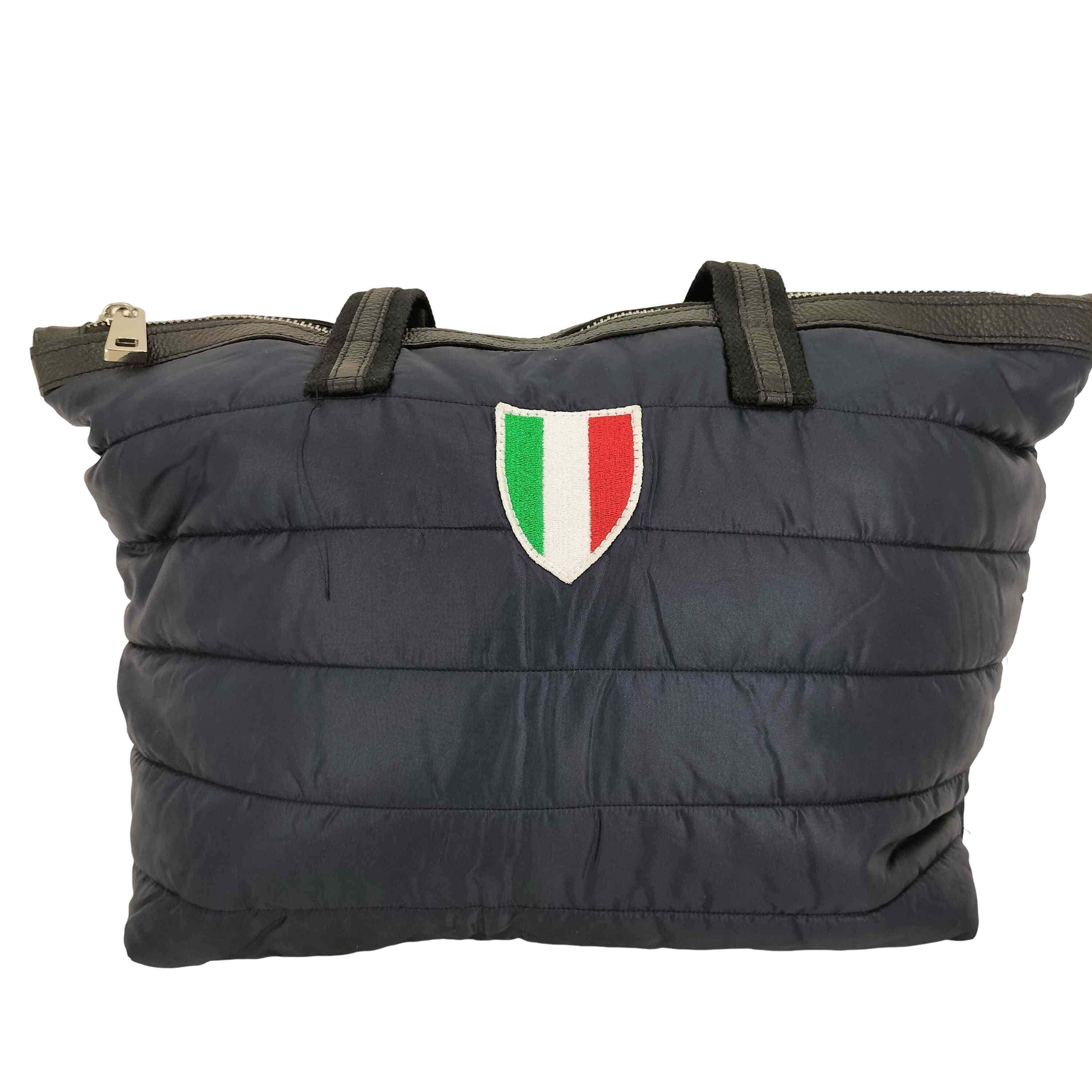 ALBERTO BONI イタリア製 国旗刺繍 キルティング レザー トートバック 