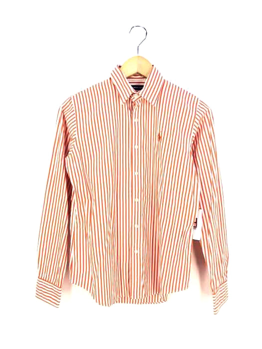 ラルフローレン 半袖 ストライプシャツ 赤×白 6(165 92A)刺繍ロゴ 即納 
