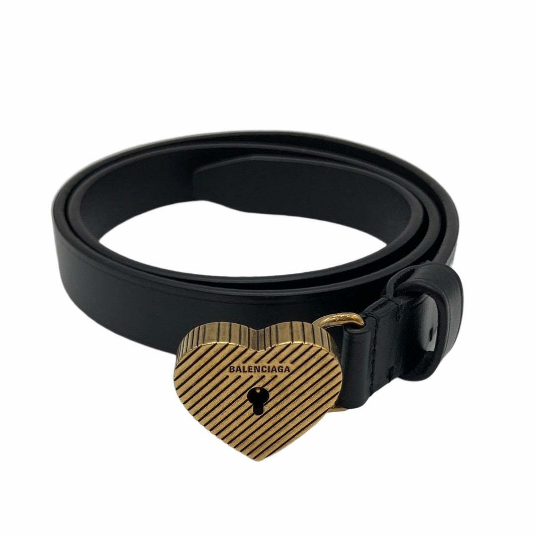 バレンシアガ BALENCIAGA Black Heart Lock Thin Belt レディース