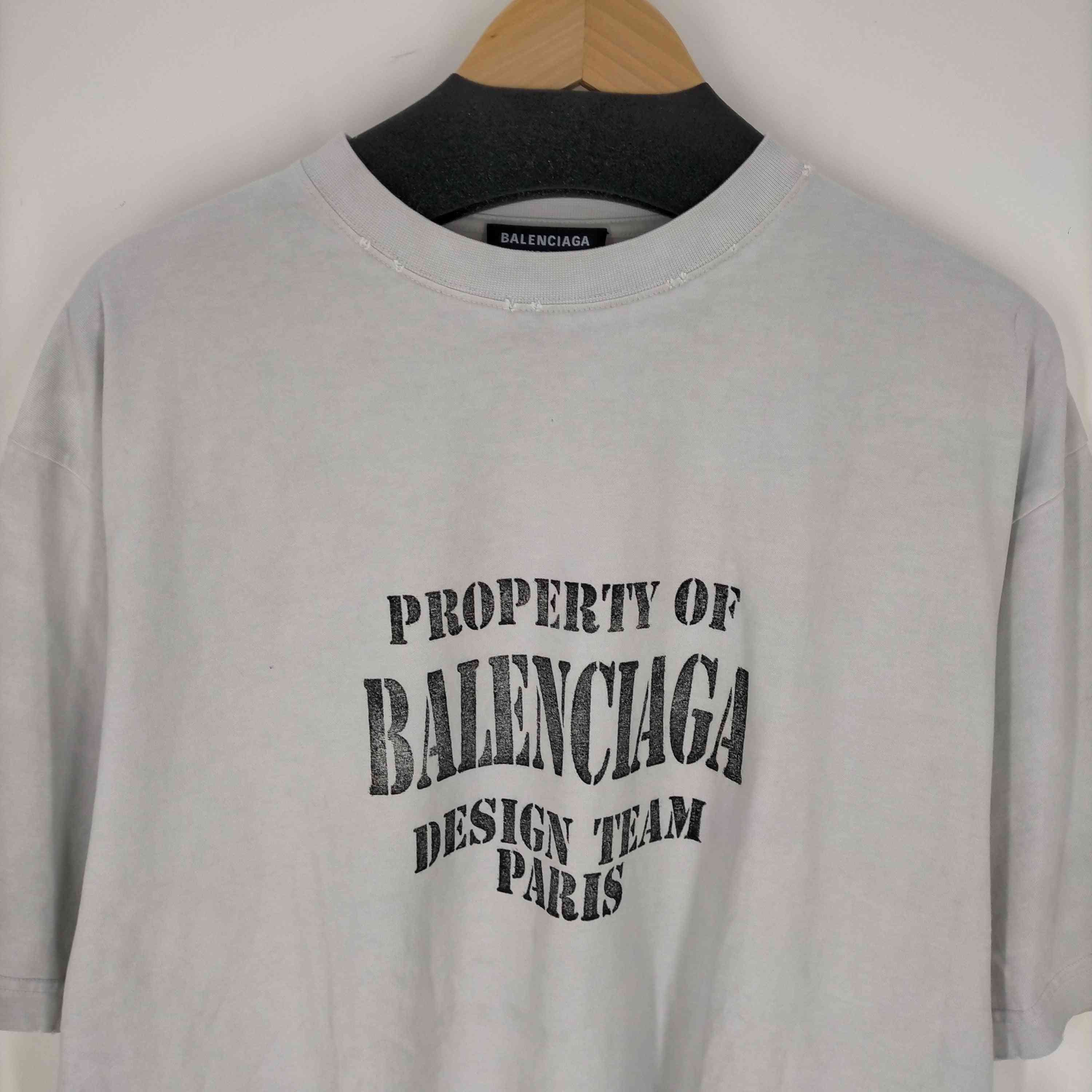 バレンシアガ BALENCIAGA Property Logo-Print T-Shirt オーバーサイズ プリント Tシャツ ダメージ加工 メンズ  JPN：S