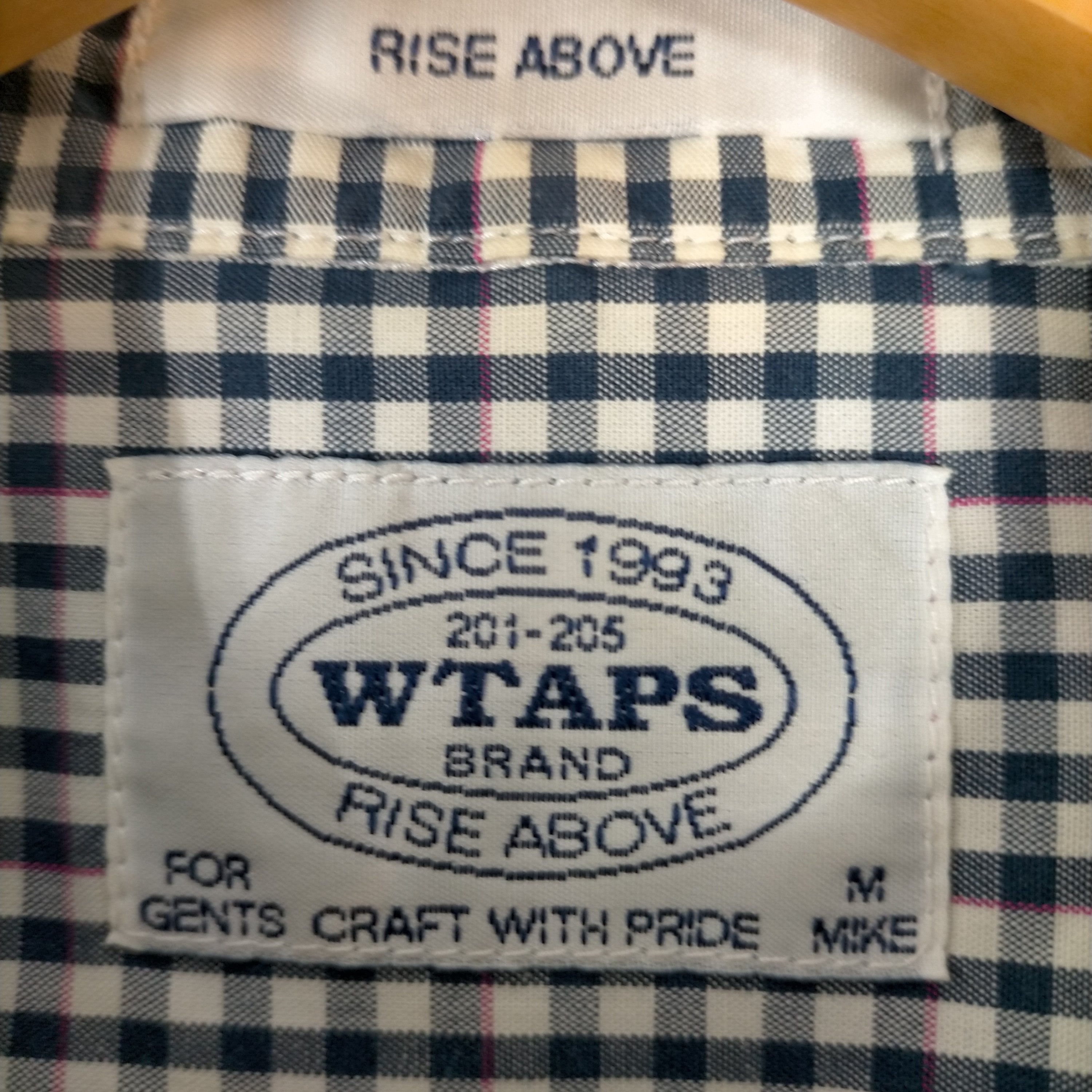 ダブルタップス WTAPS RISE ABOVE ワンポイント刺しゅう ギンガム