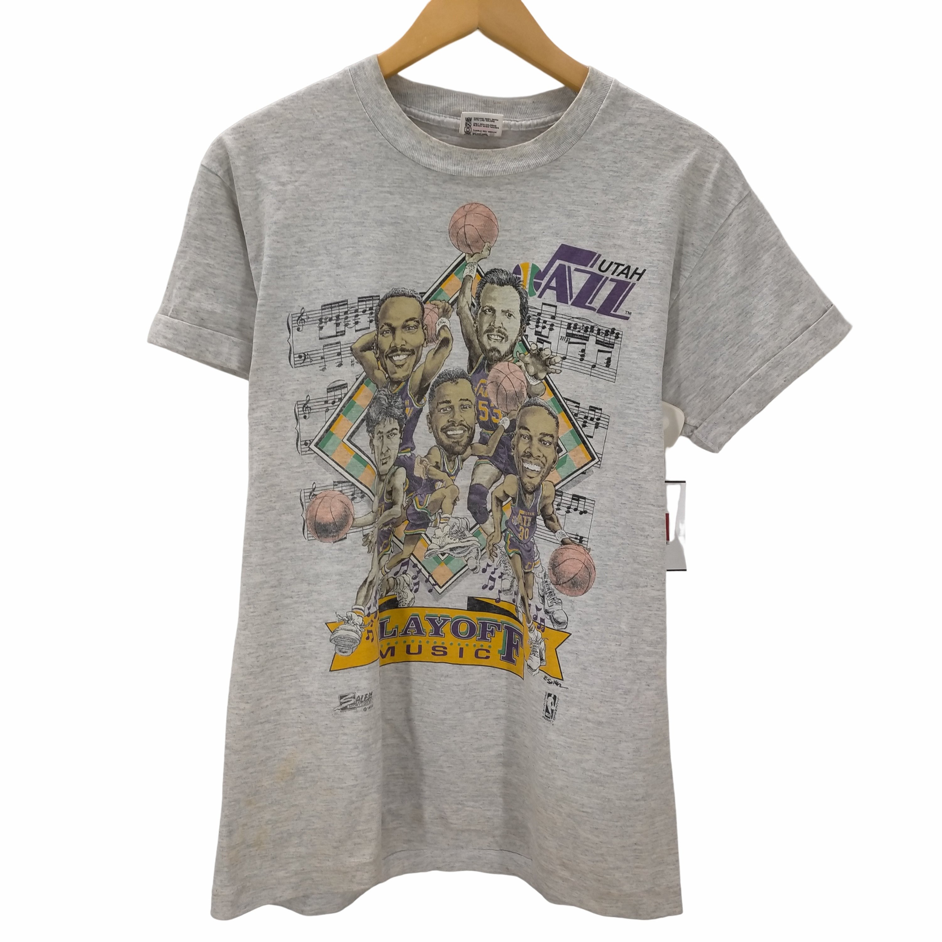 90S USA製 UTAH JAZZ PLAYO FF MUSIC プリント Tシャツ シングル