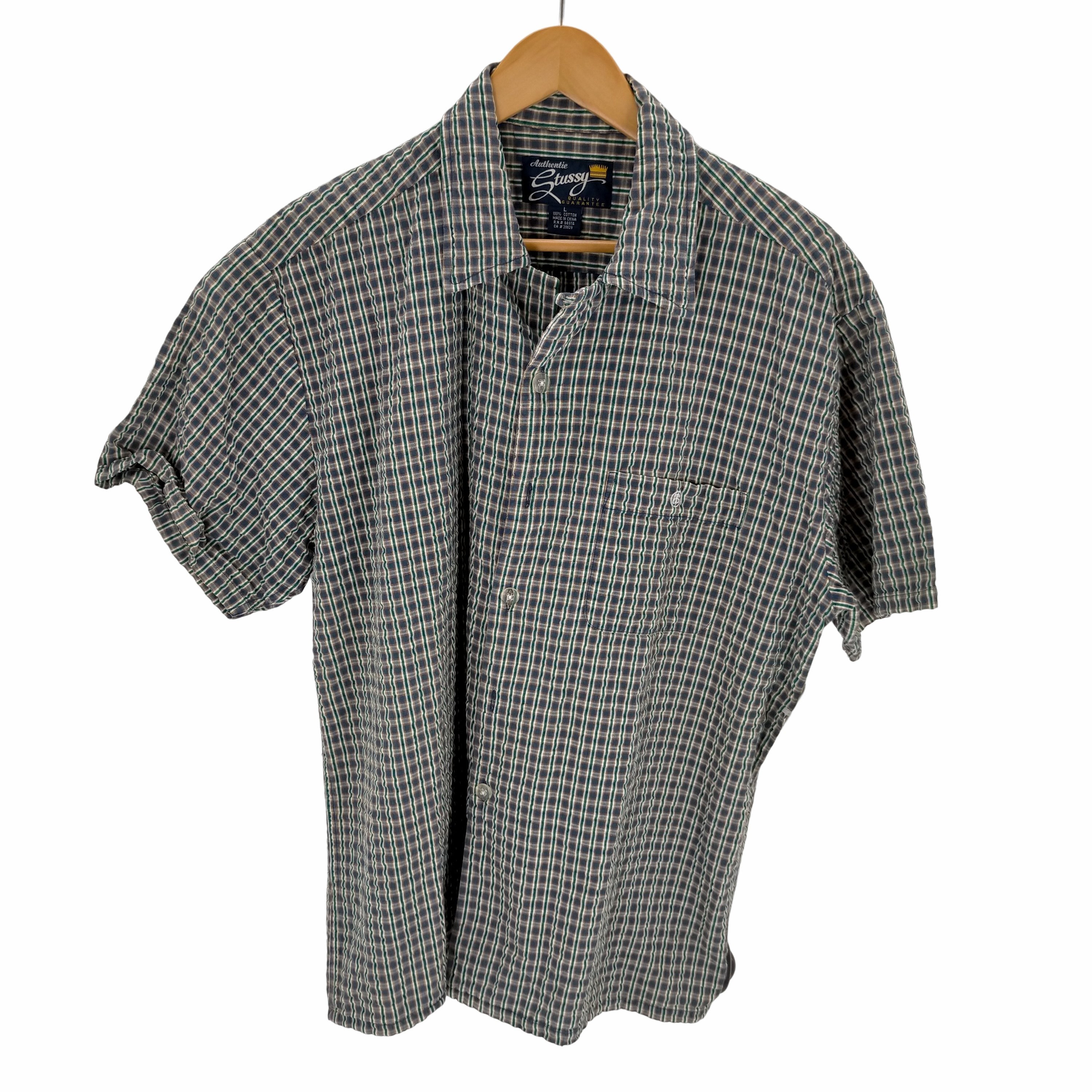 セール 一番安い ステューシー Stussy 90-00S OLD シアサッカーオープンカラー トップス