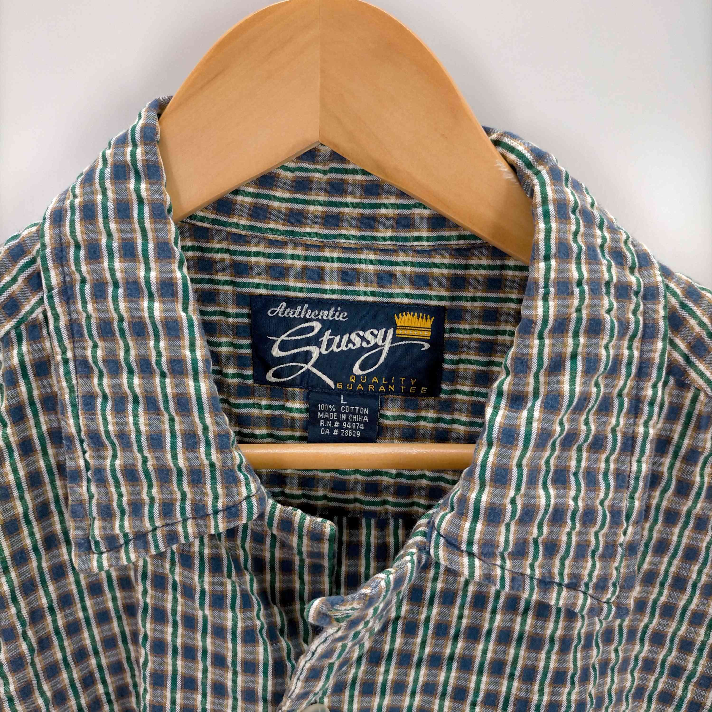 ステューシー Stussy 90-00S OLD シアサッカーオープンカラーシャツ 