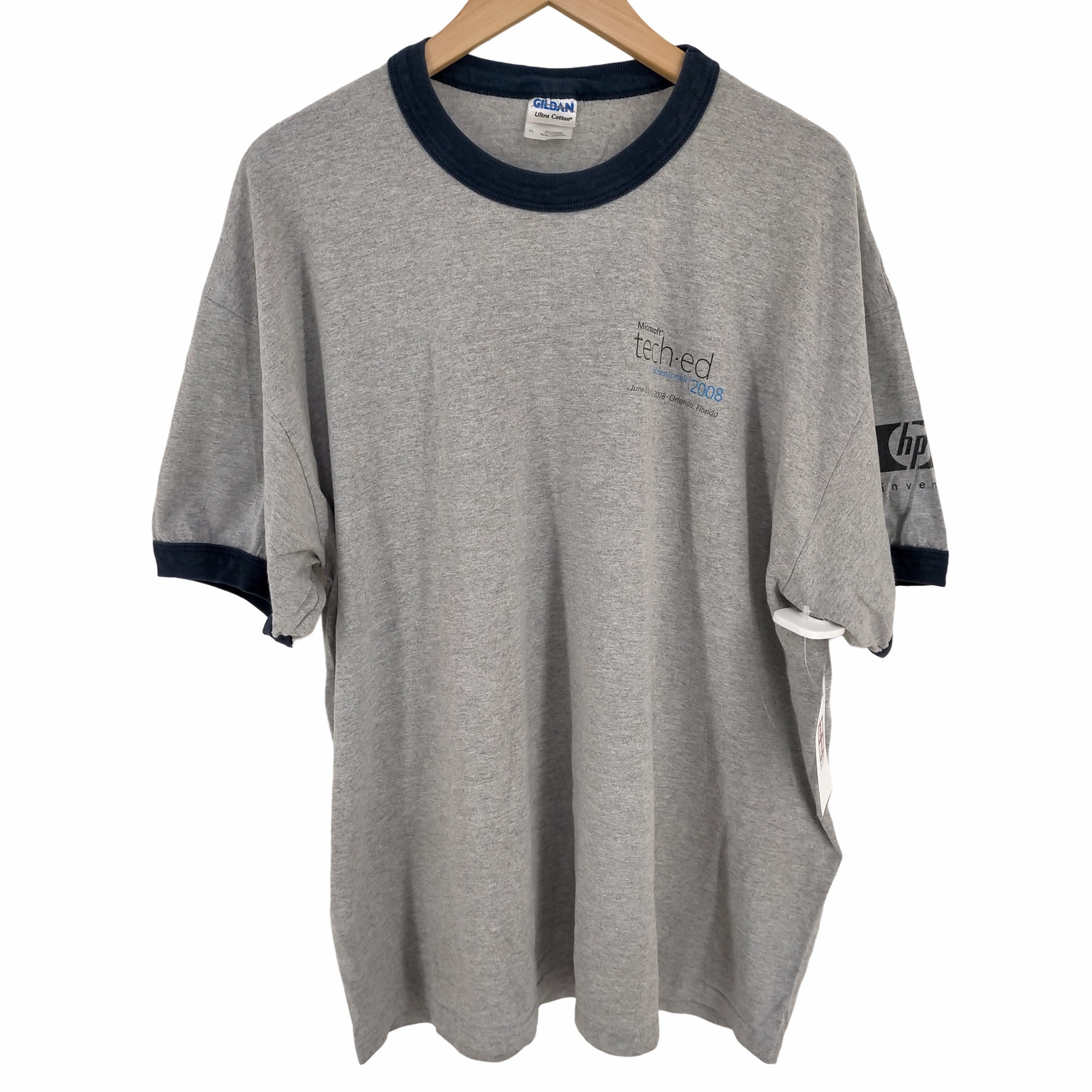 ギルダン GILDAN 00s ホンデュラス製 企業ロゴ Microsoft hp リンガーTシャツ メンズ import：XL