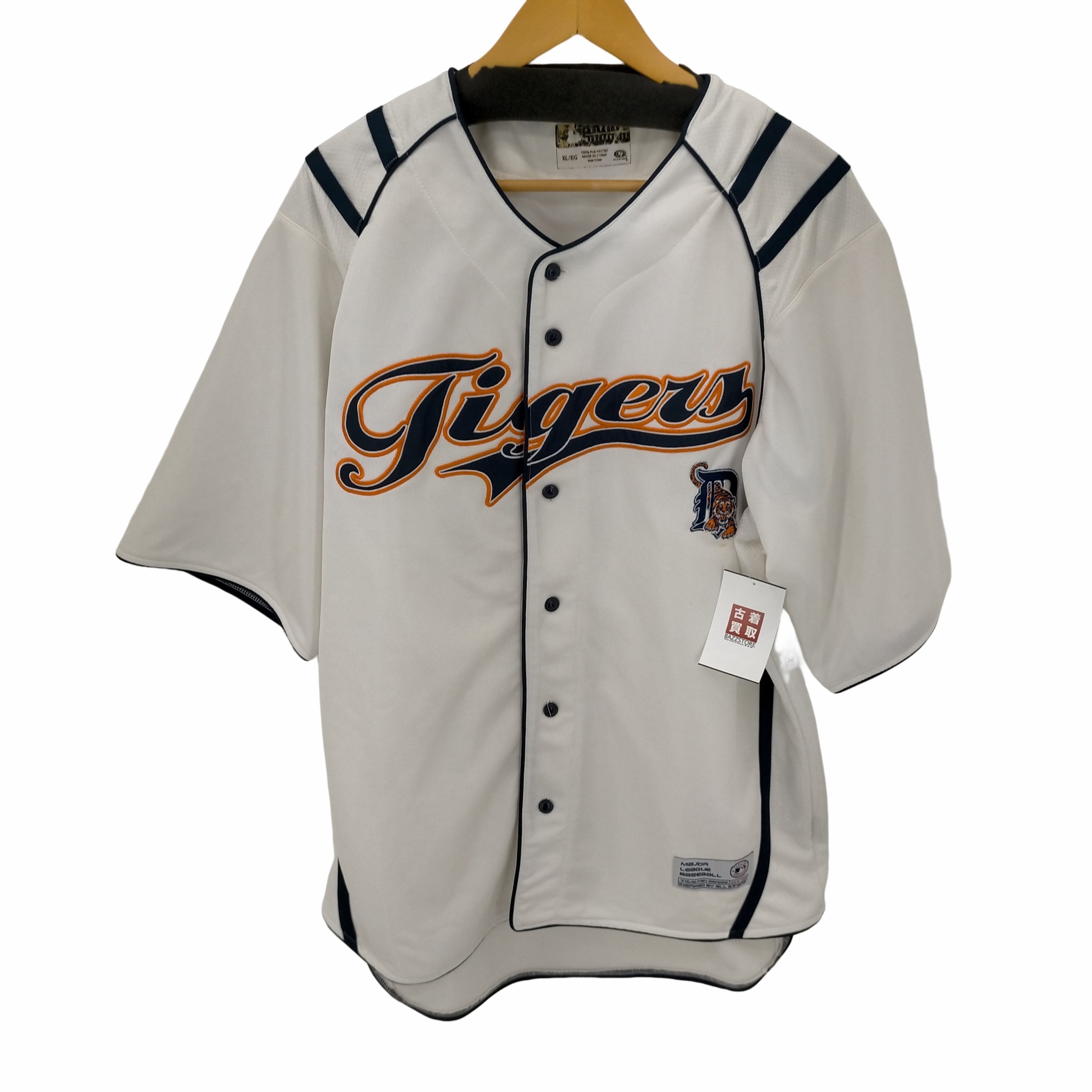 USA製 00s Detroit Tigers 袖ワッペン付き 古着ゲームシャツ-