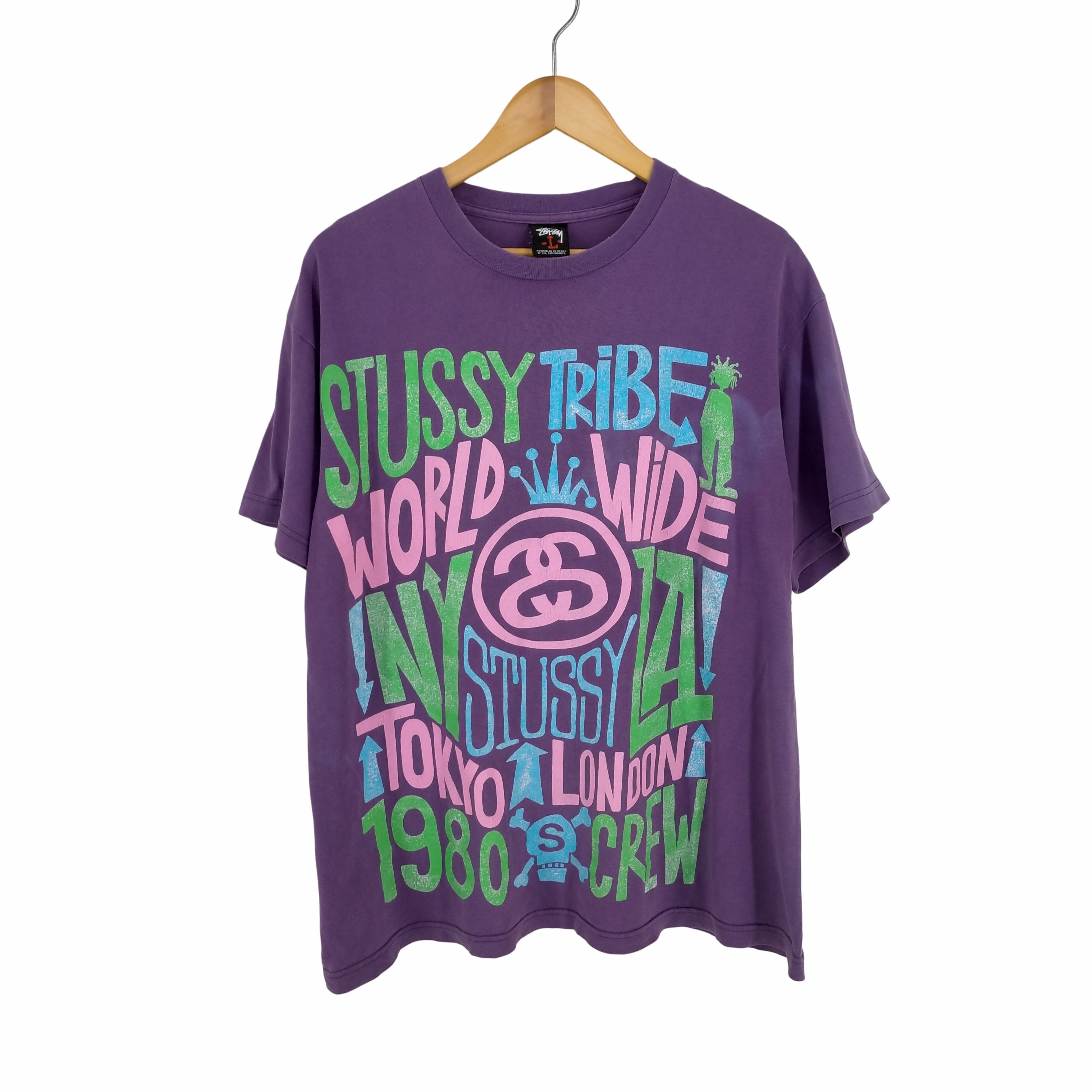 ステューシー Stussy SSリンク クラウン シャドーマン TRIBE WORLD WIDE プリントTシャツ メンズ import：L