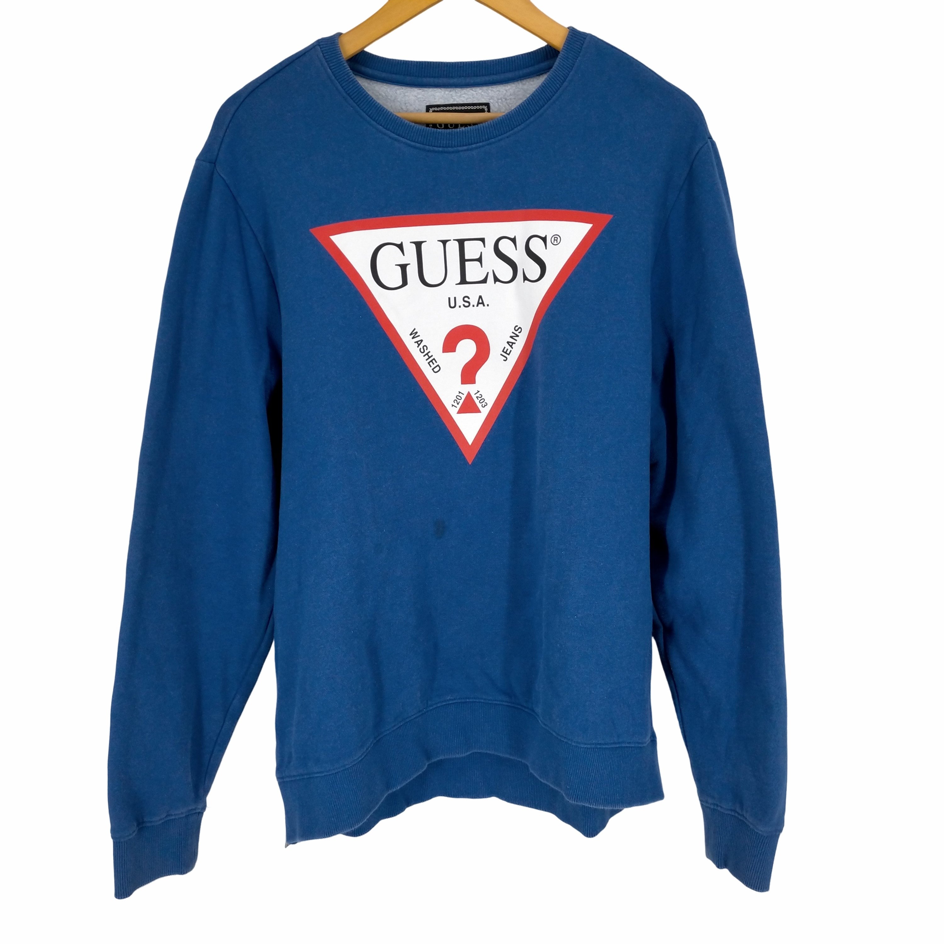 GUESS Crewneck BIGブランドロゴサイドジッパースウェット-